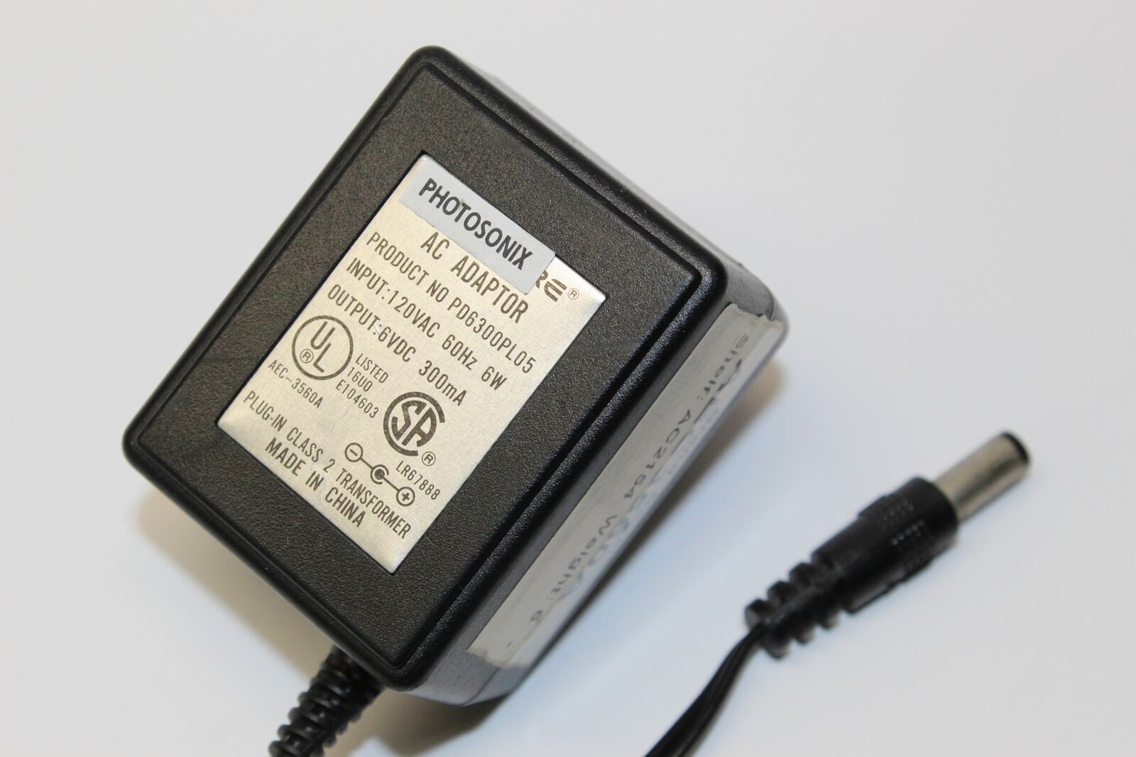 New 6V 300mA Photosonix PD6300PL05 Power Supply Ac Adapter